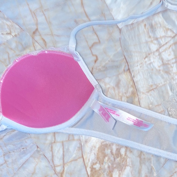 VS PINK  Very Sexy Strappy Back  Push-Up Lace Bra 32C - Picture 7 of 10